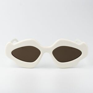 Loewe Sunglasses LW40109U 21E CURVY Shiny Ivory Brown Geometric BRAND NEW